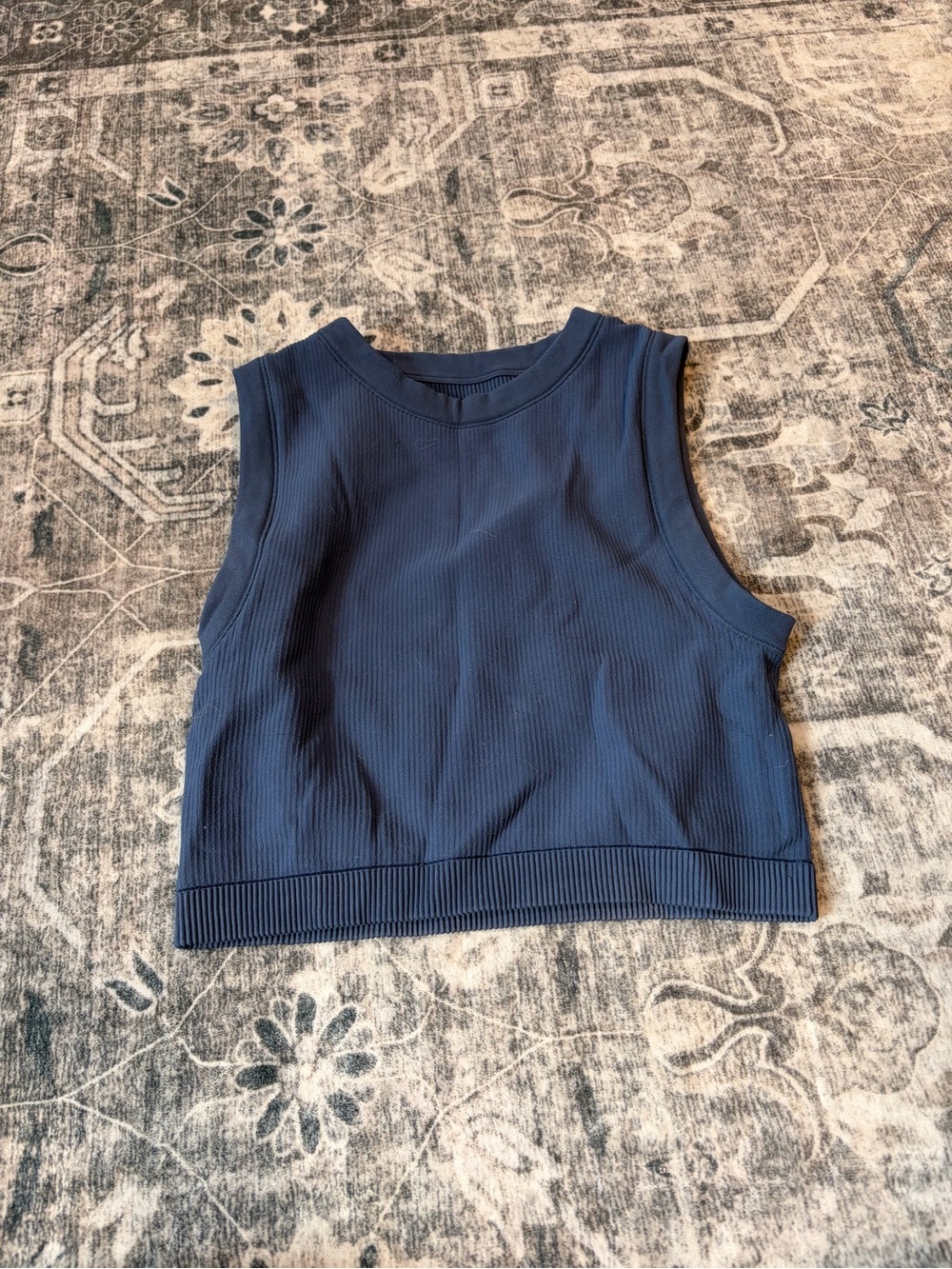 Amazon Women's Navy Ribbed Cropped Tank Top